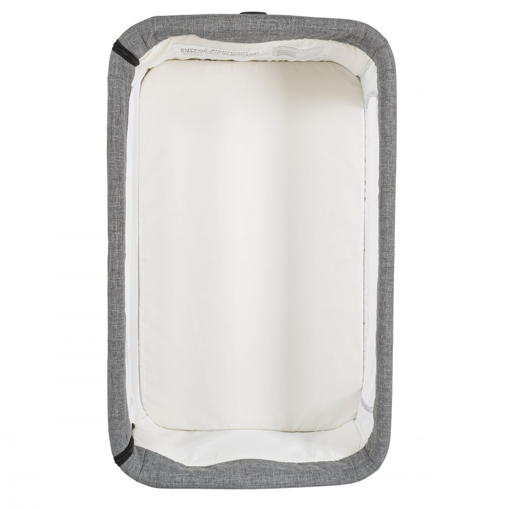MONI Patut co-sleeper pentru bebelusi Mika Gri cu inaltime reglabila pe 7 niveleroti cu franalaterala detasabila2 buzunare depozitarelaterale din plasa ventilatiecurele pentru fixare la patul parintilorsaltea inclusa