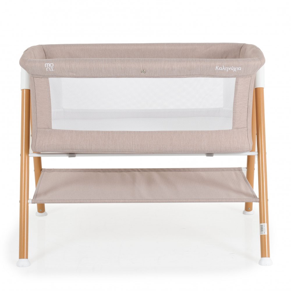 MONI Patut pentru bebelusi Kalinihta Premium Beige 90x53x74 cm cu suport pentru accesoriiplasa insecte si saltea inclusa recomandat de la nastere pana la o greutate de maxim 11 kg