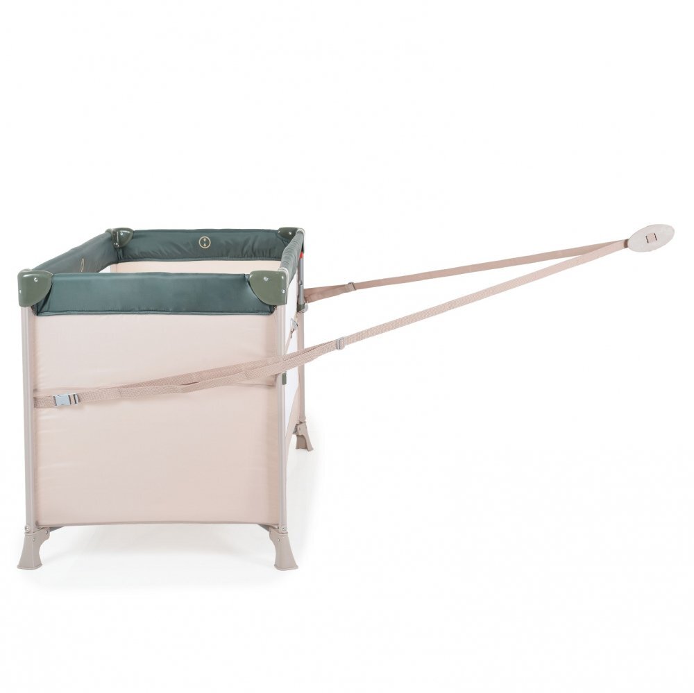 MONI Patut pliabil copii cu laterala culisanta Next level Green3 variante de folosire 2 nivele saltea pliabila inclusa curea fixare la patul parintilor laterale din plasa pentru ventilatie geanta transport125x65x74cm