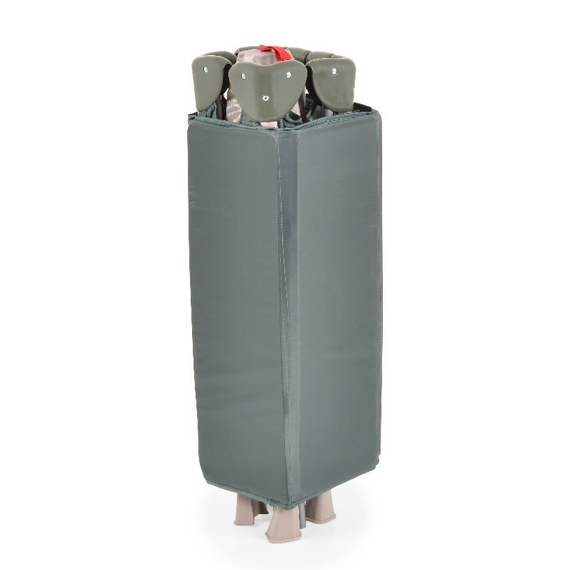 MONI Patut pliabil copii cu laterala culisanta Next level Green3 variante de folosire 2 nivele saltea pliabila inclusa curea fixare la patul parintilor laterale din plasa pentru ventilatie geanta transport125x65x74cm