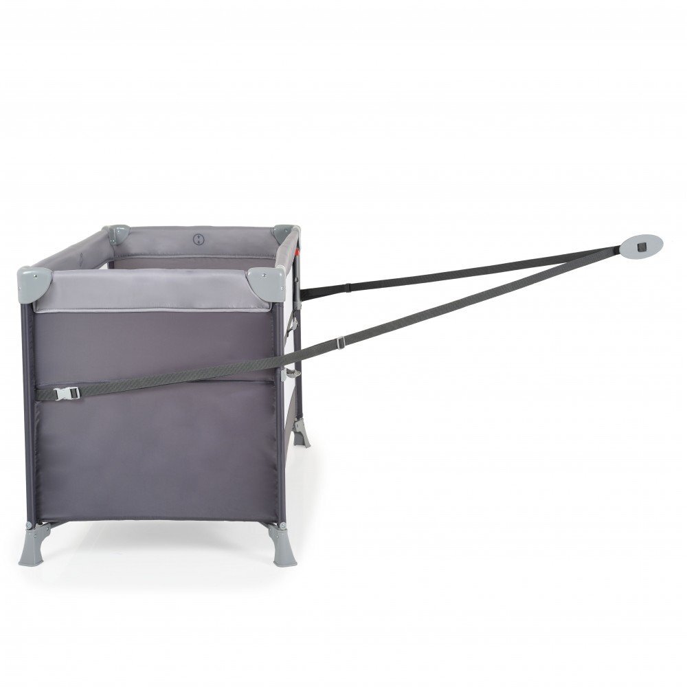 MONI Patut pliabil copii cu laterala culisanta Next level Grey3 variante de folosire2 nivelesaltea pliabila inclusacurea fixare la patul parintilorlaterale din plasa pentru ventilatiegeanta transport125x65x74cm