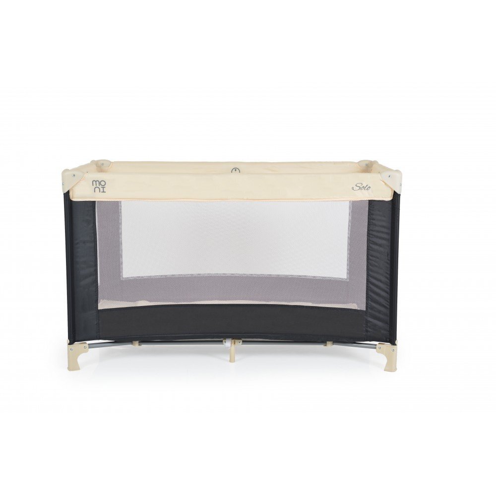 MONI Patut pliabil de calatorie Solo Beige cu un nivelpliere compactasaltea pliabila si geanta transport incluselaterale cu plasa de ventilatieusa de acces cu fermoarideal pentru calatorii sau vizite la bunici