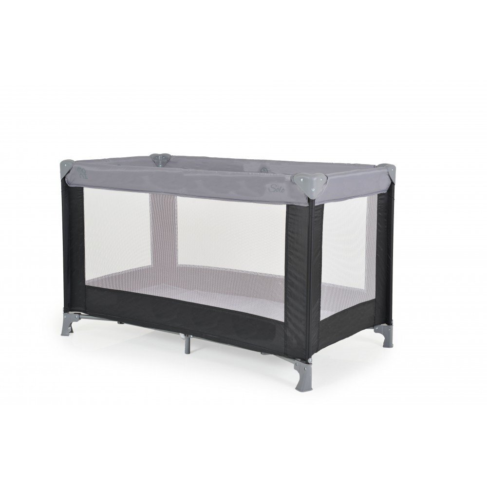 MONI Patut pliabil de calatorie Solo Grey cu un nivelpliere compactasaltea pliabila si geanta transport incluselaterale cu plasa de ventilatieusa de acces cu fermoarideal pentru calatorii sau vizite la bunici