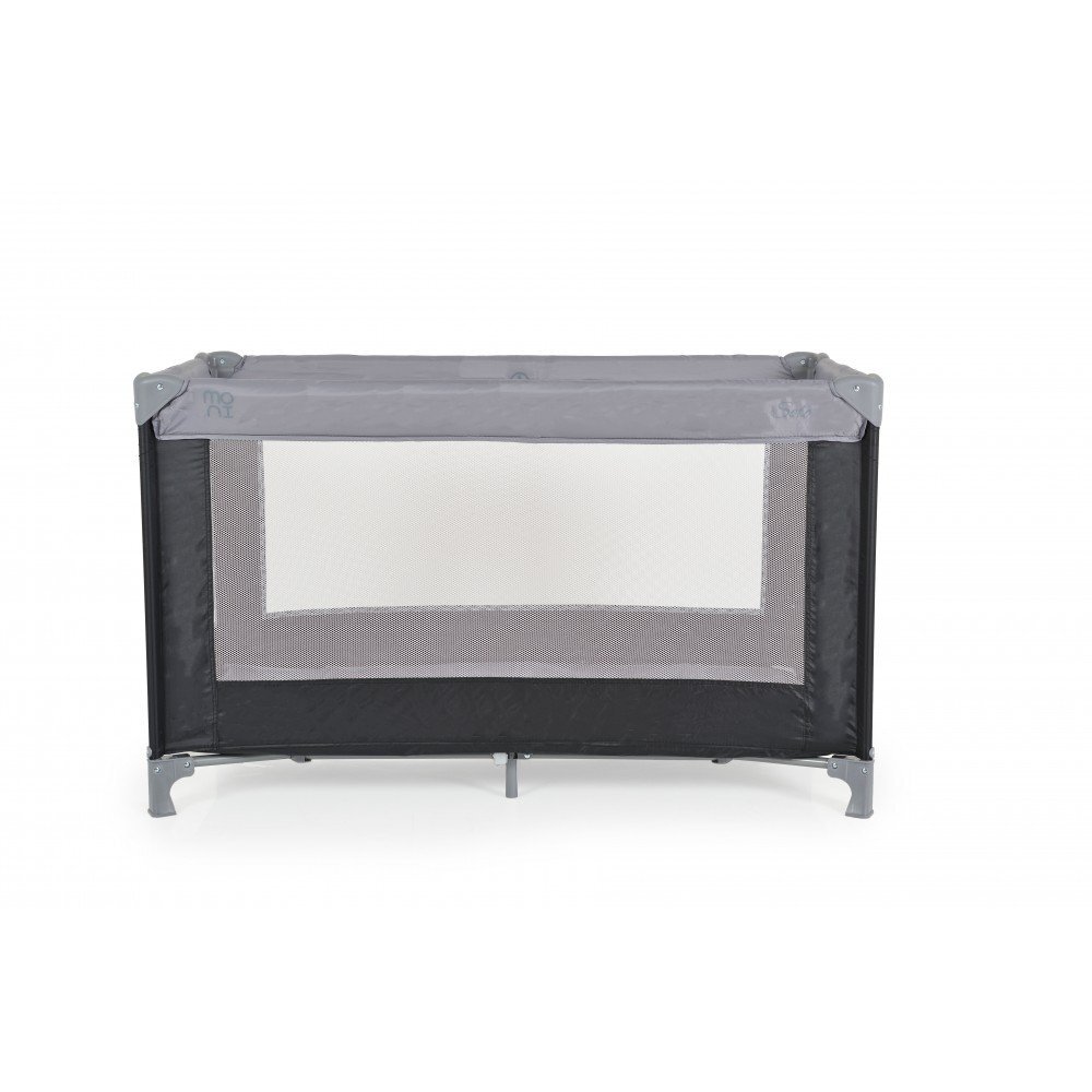 MONI Patut pliabil de calatorie Solo Grey cu un nivelpliere compactasaltea pliabila si geanta transport incluselaterale cu plasa de ventilatieusa de acces cu fermoarideal pentru calatorii sau vizite la bunici