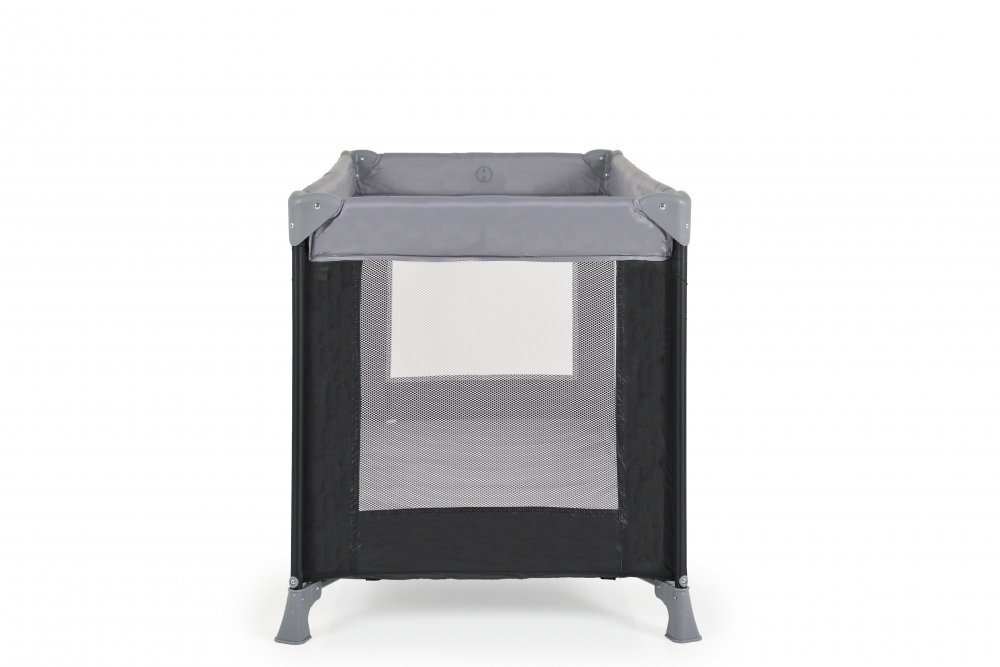 MONI Patut pliabil de calatorie Solo Grey cu un nivelpliere compactasaltea pliabila si geanta transport incluselaterale cu plasa de ventilatieusa de acces cu fermoarideal pentru calatorii sau vizite la bunici