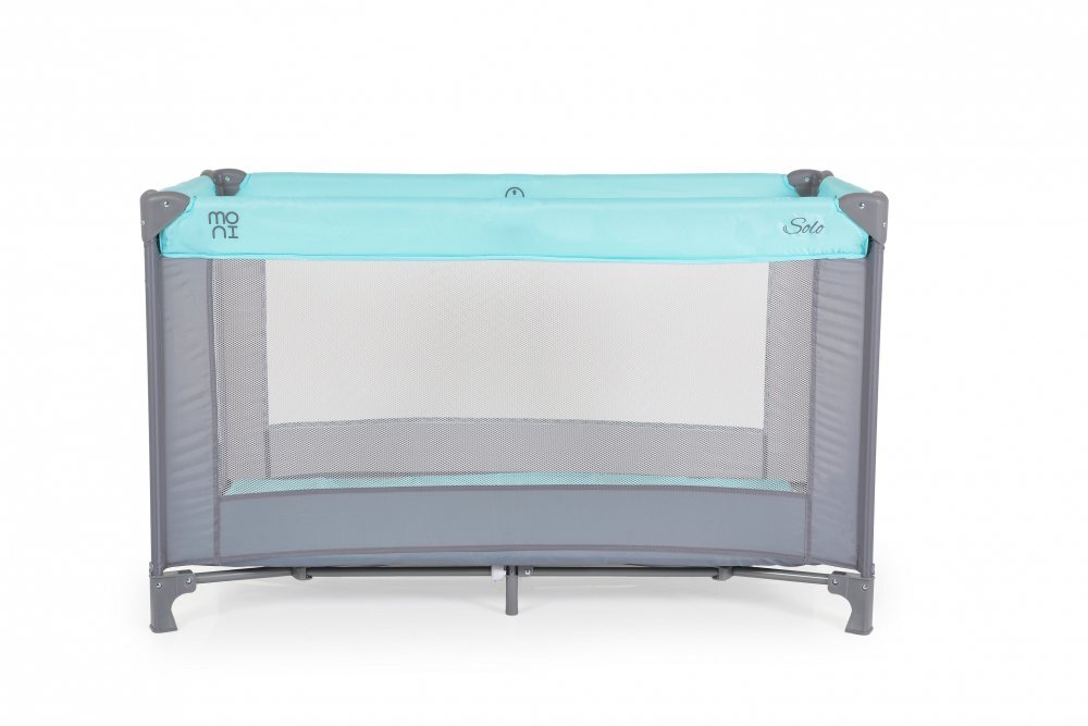 MONI Patut pliabil de calatorie Solo Mint cu un nivelpliere compactasaltea pliabila si geanta transport incluselaterale cu plasa de ventilatieusa de acces cu fermoarideal pentru calatorii sau vizite la bunici