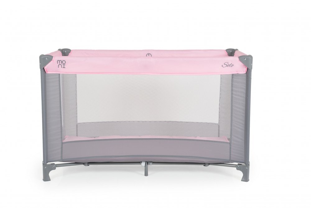 MONI Patut pliabil de calatorie Solo Pink cu un nivelpliere compactasaltea pliabila si geanta transport incluselaterale cu plasa de ventilatieusa de acces cu fermoarideal pentru calatorii sau vizite la bunici