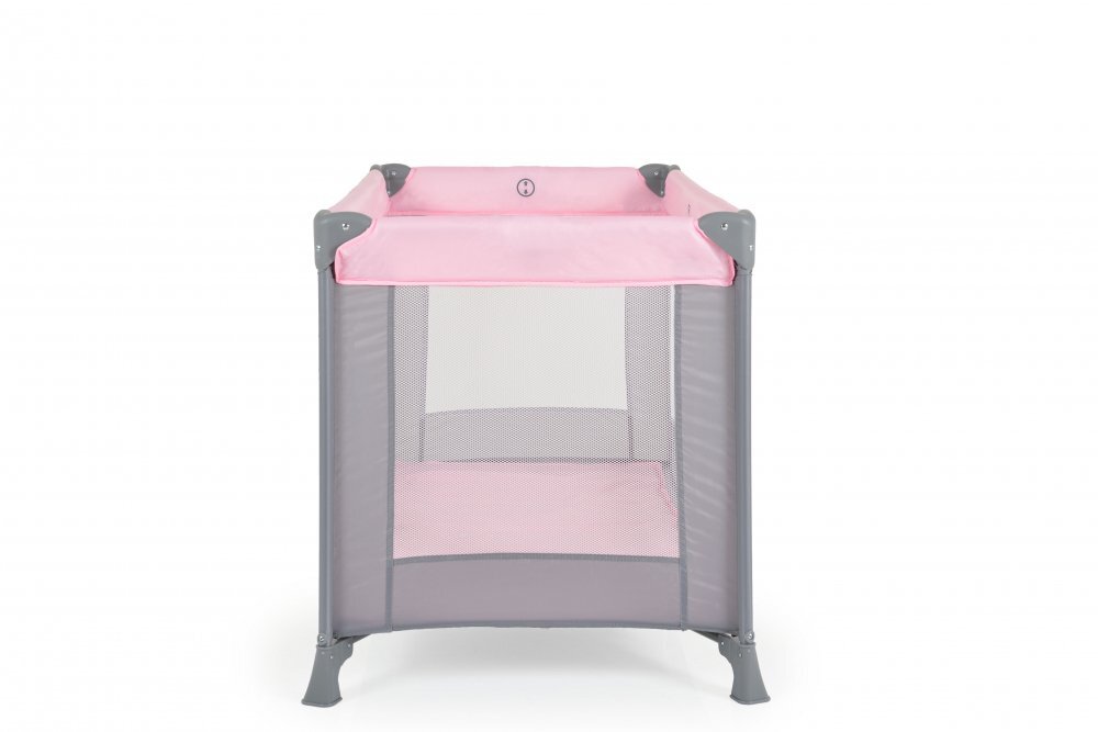 MONI Patut pliabil de calatorie Solo Pink cu un nivelpliere compactasaltea pliabila si geanta transport incluselaterale cu plasa de ventilatieusa de acces cu fermoarideal pentru calatorii sau vizite la bunici