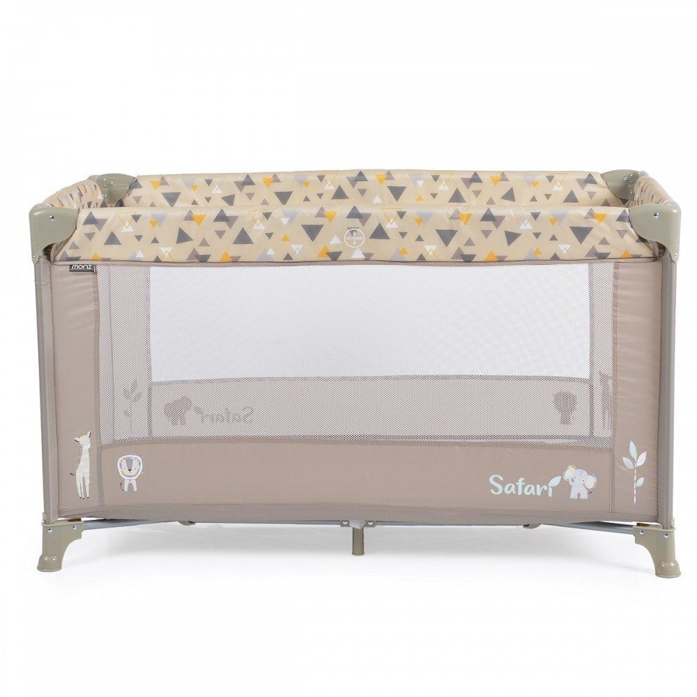 MONI Patut pliabil pentru copii Safari Beige 125x62x75 cm cu un nivelDeschidere laterala cu fermoarSaltea pliabila si geanta transport inclusede la 0 luni pana la 15 kg