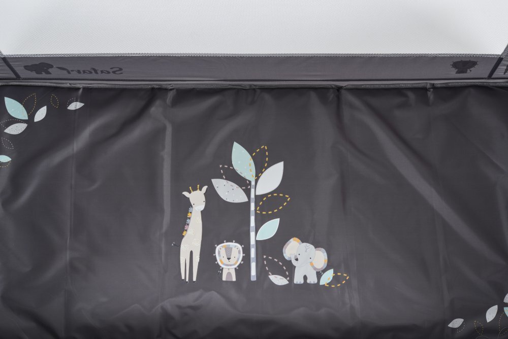 MONI Patut pliabil pentru copii Safari Turquoise 125x62x75 cm cu un nivelDeschidere laterala cu fermoarSaltea pliabila si geanta transport inclusede la 0 luni pana la 15 kg