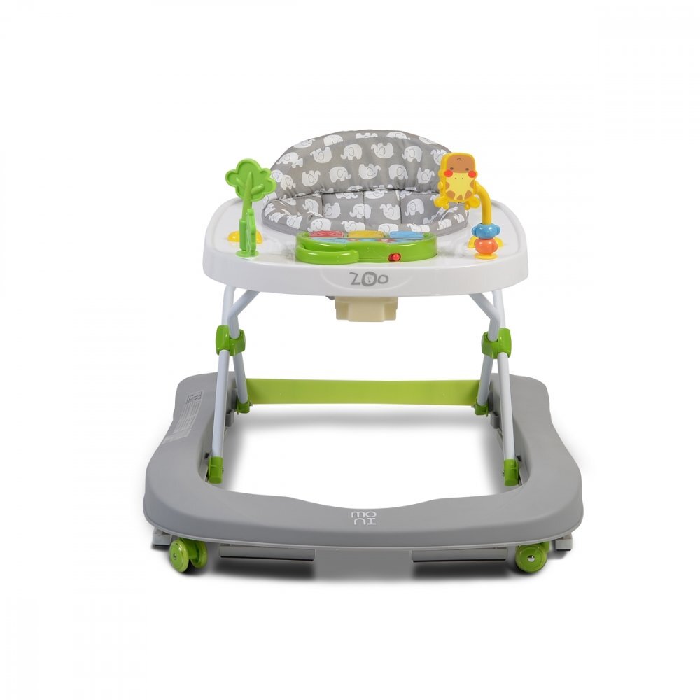 MONI Premergator pentru copii Zoo Grey 2-in-1 transformabil in antepremergatorroti pivotantepliere compactapanou interactiv cu muzica si jucarii