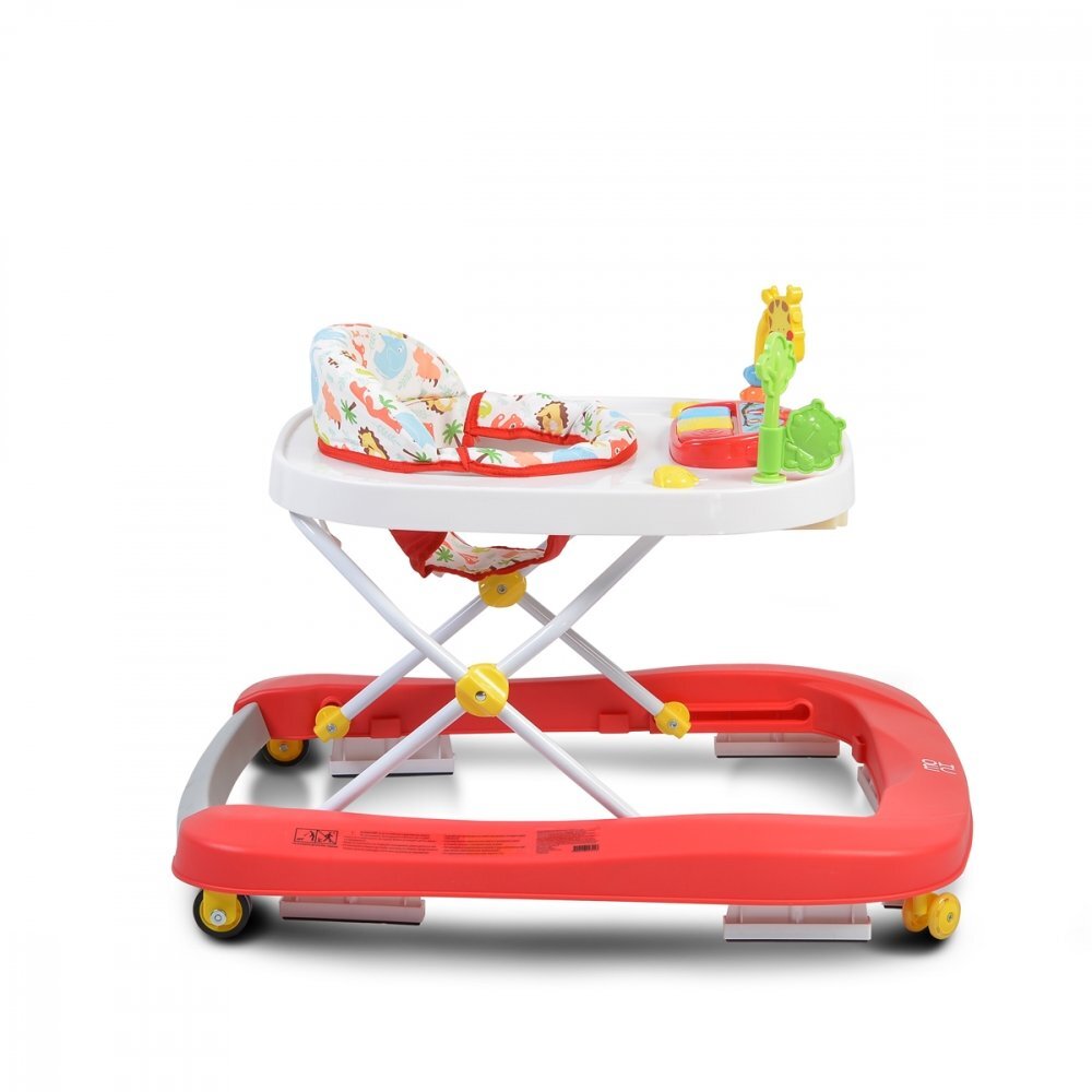 MONI Premergator pentru copii Zoo Red 2-in-1 transformabil in antepremergatorroti pivotantepliere compactapanou interactiv cu muzica si jucarii
