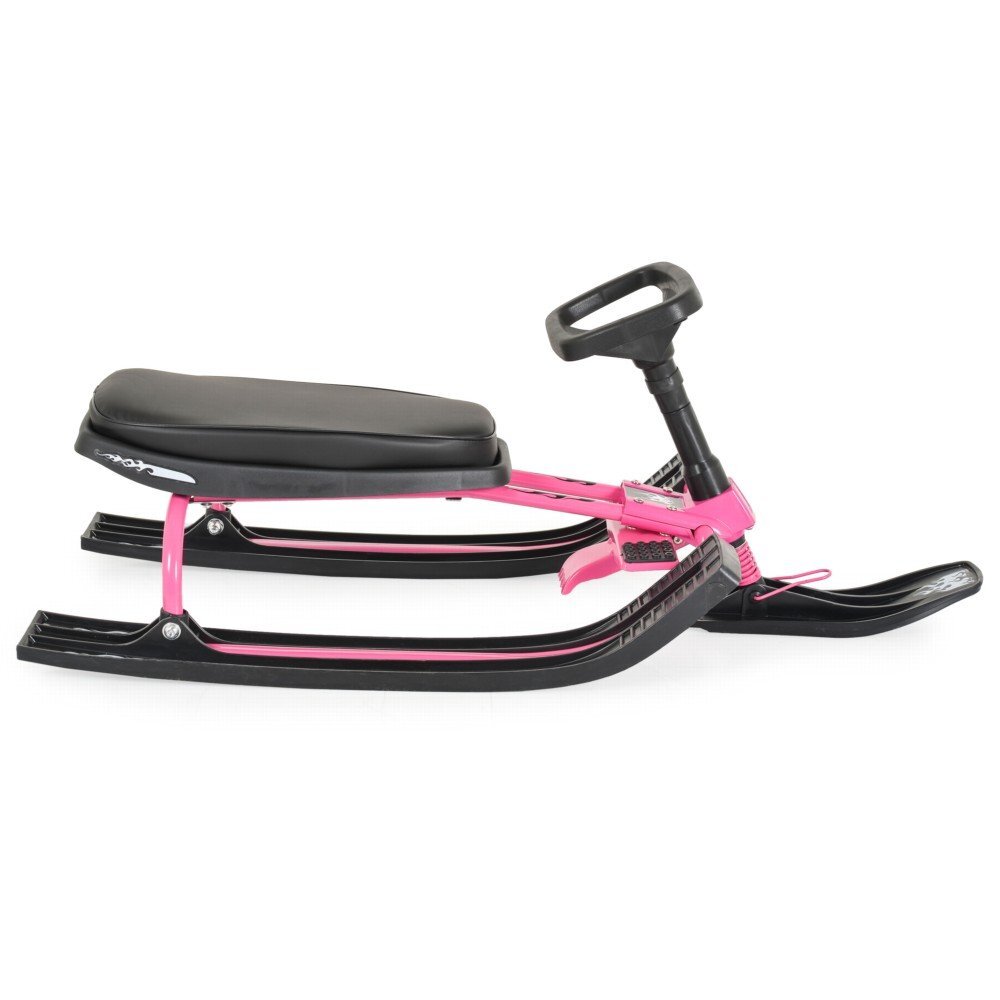 MONI Sanie cu volan Snowy Pink cu scaun moale si cadru metalicfranghie inclusagreutate admisa 50 kg