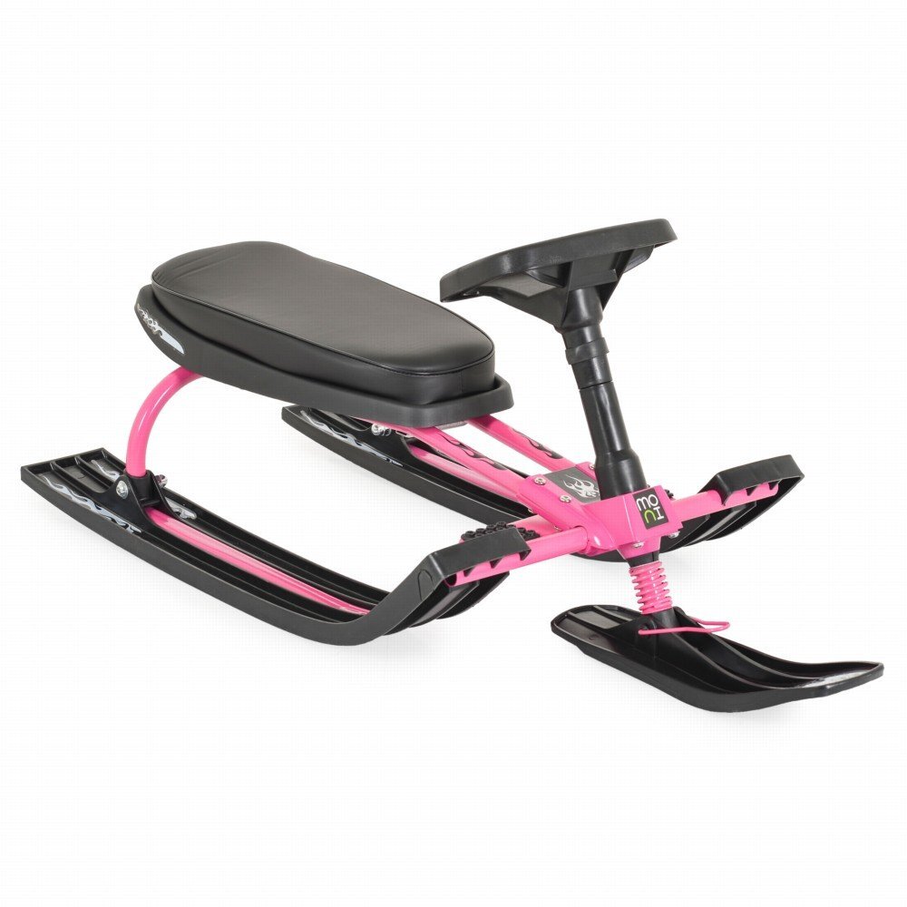 MONI Sanie cu volan Snowy Pink cu scaun moale si cadru metalicfranghie inclusagreutate admisa 50 kg