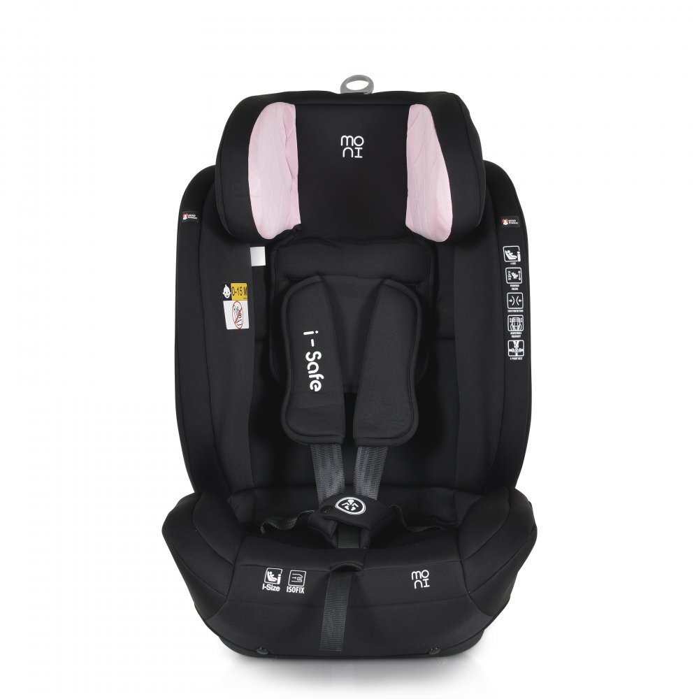 MONI Scaun auto cu isofix I-Safe Pink 76-150 cmcertificare i-size R129centura ancorare top tethertetiera reglabila 13 pozitiihusa detasabilasaltea reductorpernuta gat si jucarie plus incluse