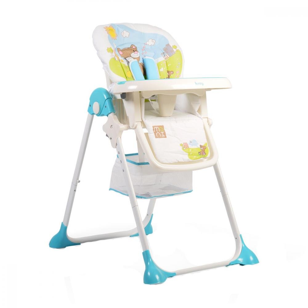 MONI Scaun de masa copii Cangaroo Hunny Blue cu pliere compacta6 pozitii reglare inaltimecentura de sigurantahusa impermeabila si cos jucarii