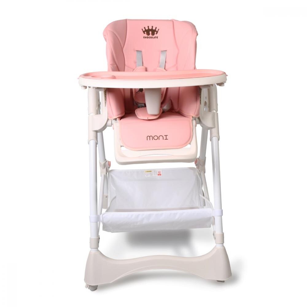 MONI Scaun de masa copii Chocolate Pink de la 6 lunipliabil compactspatar reglabil7 nivele inaltimehusa impermeabila usor de curatatroticos jucarii