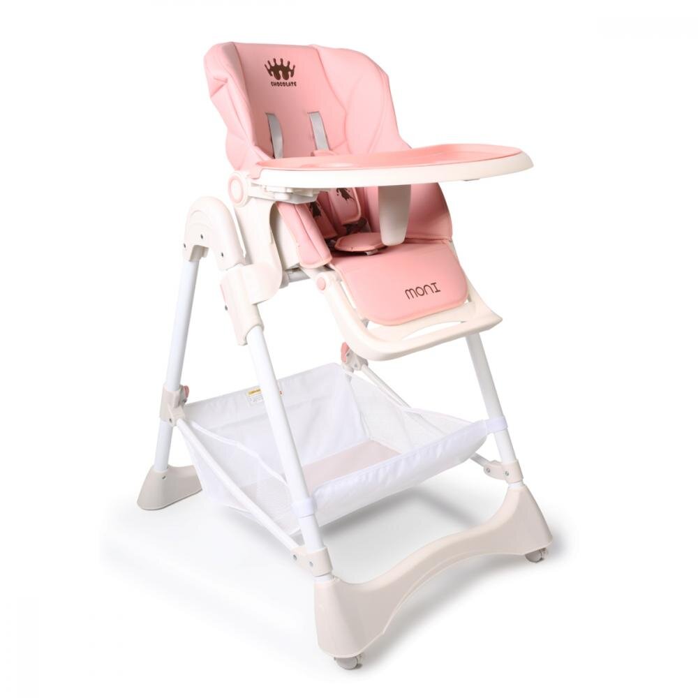 MONI Scaun de masa copii Chocolate Pink de la 6 lunipliabil compactspatar reglabil7 nivele inaltimehusa impermeabila usor de curatatroticos jucarii