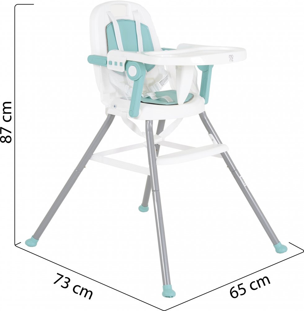 MONI Scaun de masa pentru bebelusi Amaretti Mint multifunctional 3in1functie booster si scaunelmasuta reglabilahusa piele ecologicasuport picioare reglabilcenturi de siguranta