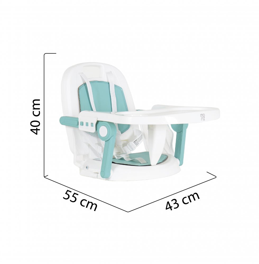 MONI Scaun de masa pentru bebelusi Amaretti Mint multifunctional 3in1functie booster si scaunelmasuta reglabilahusa piele ecologicasuport picioare reglabilcenturi de siguranta