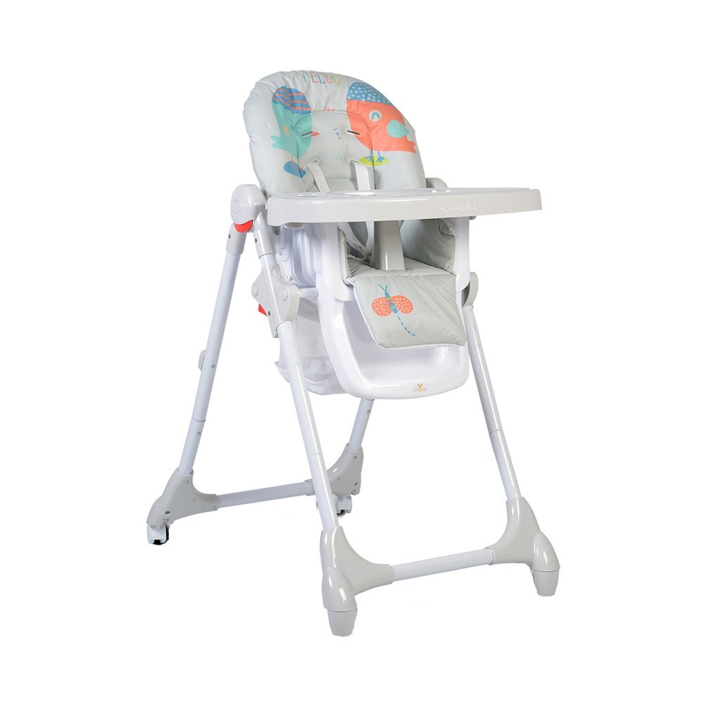 MONI Scaun de masa pentru copii Kimchi Light Gray cu pliere rapidaroti silentioase cu franainaltime reglabilatavita dublacenturi de siguranta