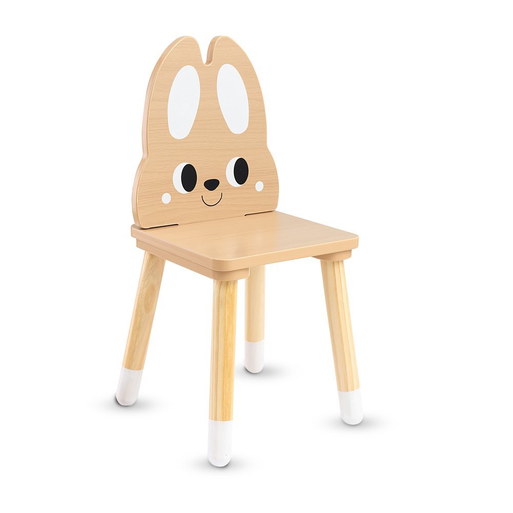 MONI Set masuta si 2 scaunele din lemn si MDF pentru copii Cute Bunny cu spatiu de depozitarepicioare antiderapantemargini rotunjiteusor de curatatpotrivit pentru masadesenactivitatiscrieredimensiune masa 60x60x48 cm