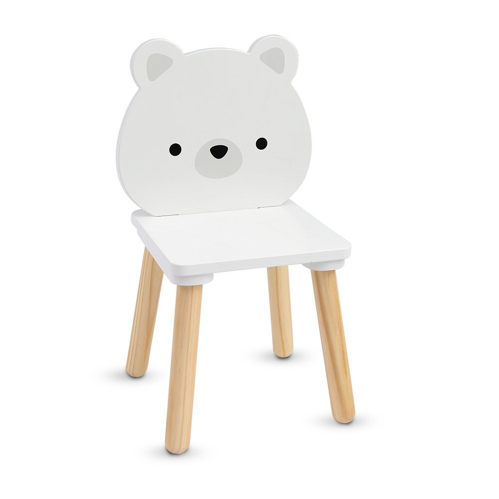 MONI Set masuta si 2 scaunele din lemn si MDF pentru copii White Bears cu picioare antiderapantemargini rotunjiteusor de curatatpotrivit pentru masadesenactivitatiscrieredimensiune masa 62.2x62.2x42.2 cm