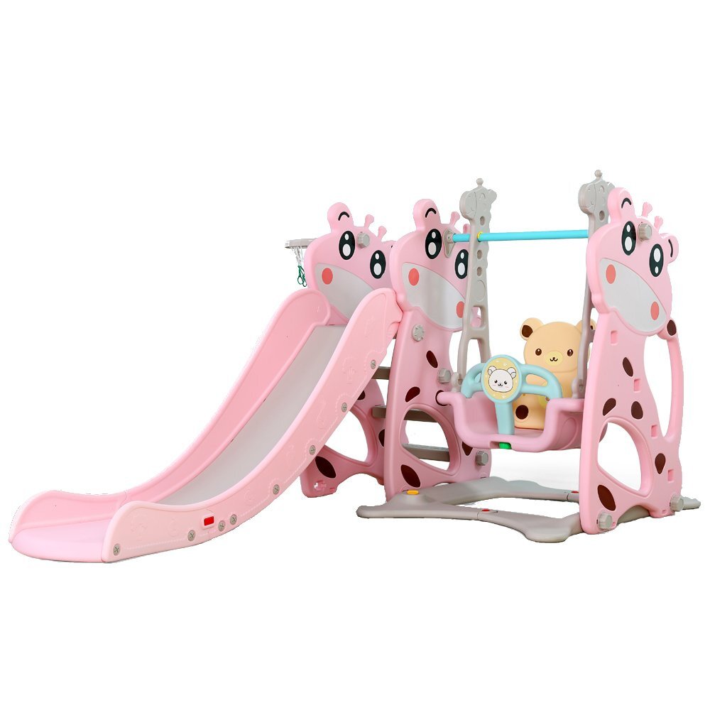 MONI Spatiu de joaca cu leagan si tobogan Miki Pink