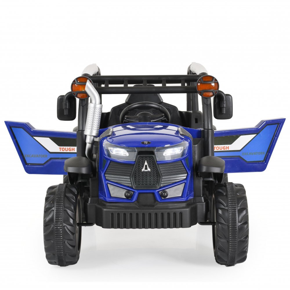 MONI Tractor electric 12V pentru copiicu telecomanda parintideschidere usiroti rezistente3 vitezefunctii muzicale si lumini Harvest Blue