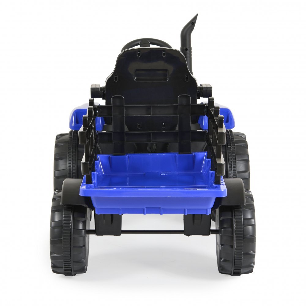 MONI Tractor electric pentru copii Rancher Blue 70W cu remorca si telecomanda pornire la buton Panou audio lumini si claxon