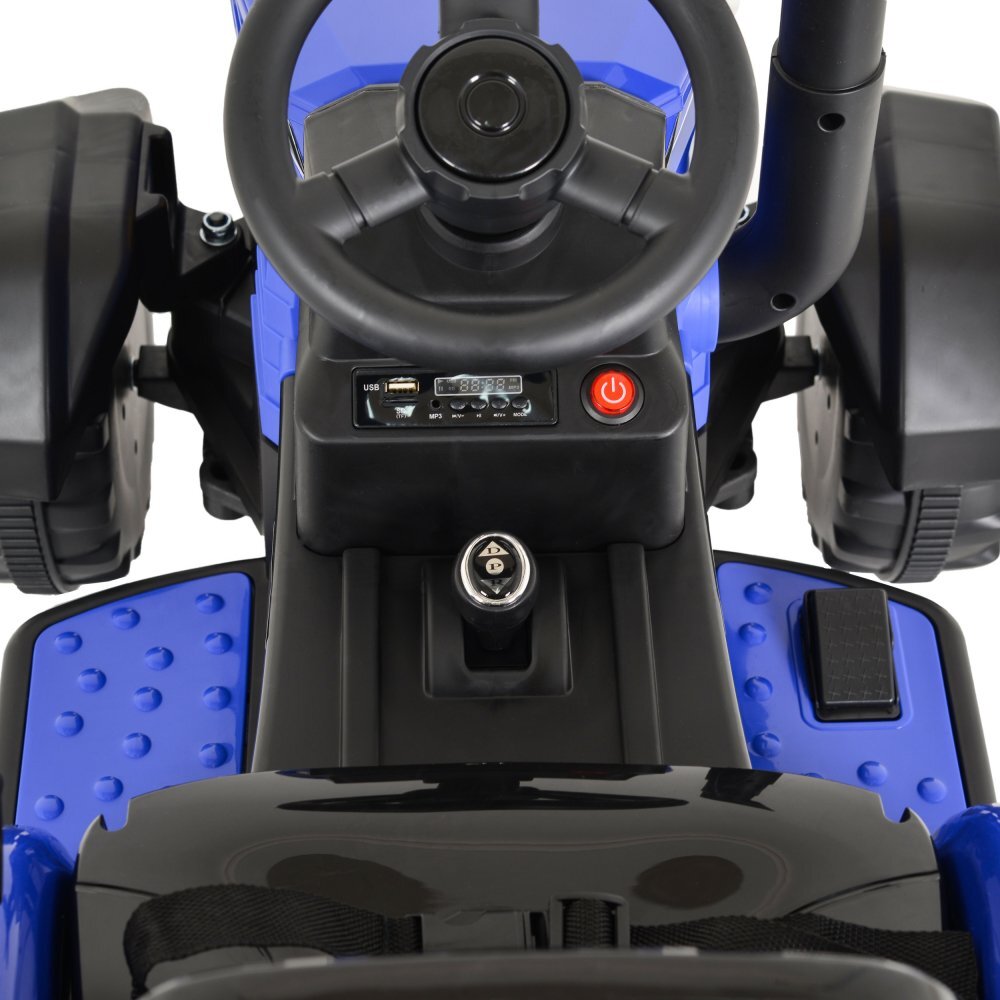 MONI Tractor electric pentru copii Rancher Blue 70W cu remorca si telecomanda pornire la buton Panou audio lumini si claxon