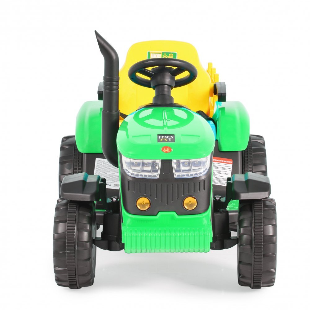 MONI Tractor electric pentru copii Rancher Green 70W cu remorca si telecomanda pornire la buton Panou audio lumini si claxon