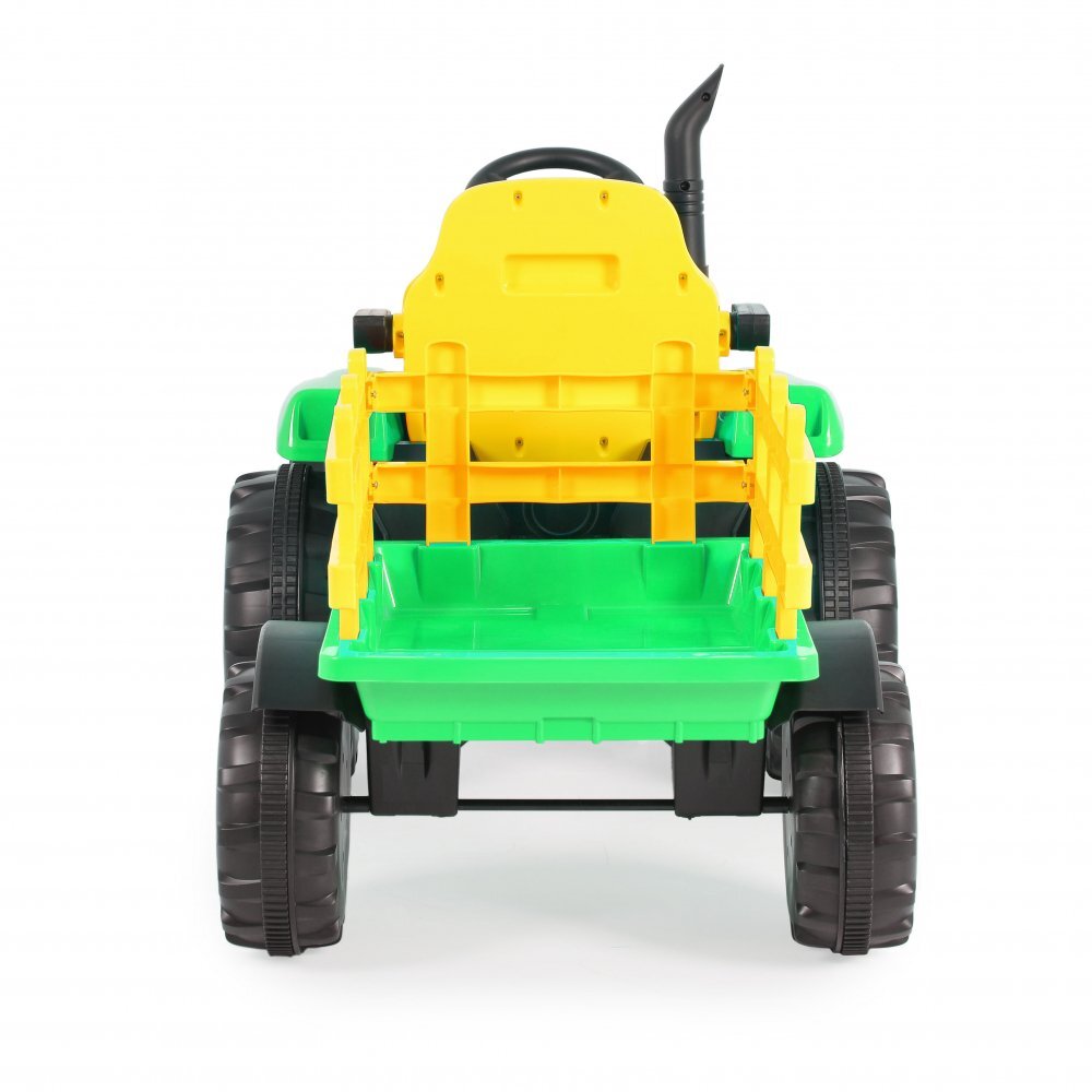 MONI Tractor electric pentru copii Rancher Green 70W cu remorca si telecomanda pornire la buton Panou audio lumini si claxon