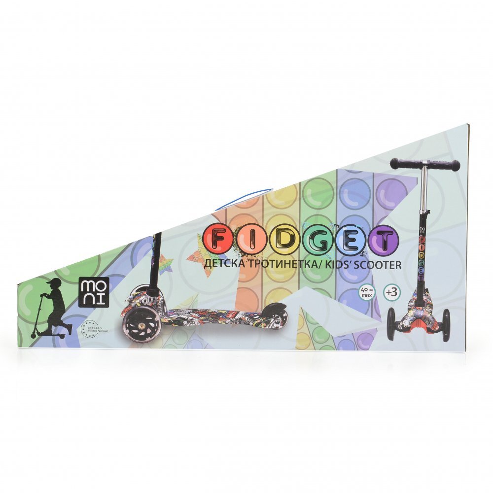 MONI Trotineta intuitiva cu inaltime reglabila intre 50-74cmroti cu lumini LEDde la 3ani si pana la 40kg Fidget Black