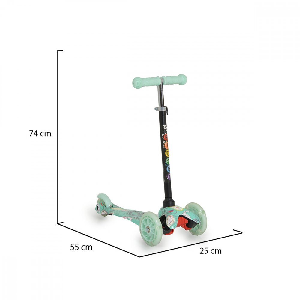 MONI Trotineta intuitiva cu inaltime reglabila intre 50-74cmroti cu lumini LEDde la 3ani si pana la 40kg Fidget Mint
