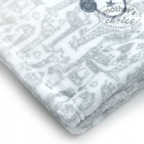 Mother's Choice Paturica bebe din fleece cu broderie elefantel gri