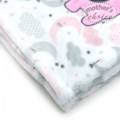 Mother's Choice Paturica bebe din fleece cu broderie elefantel roz