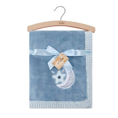 Mother's Choice Paturica din fleece Mothers Choice cu broderie pentru bebelusi bleu