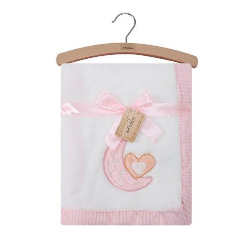 Mother's Choice Paturica din fleece Mothers Choice cu broderie pentru bebelusi roz
