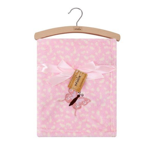 Mother's Choice Paturica din fleece Mothers Choice pentru bebelusi fluturas roz