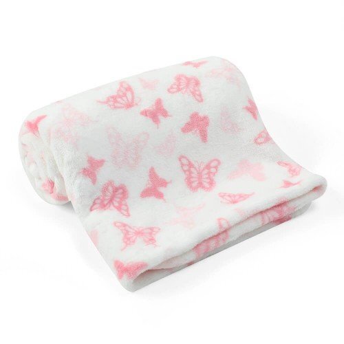 Mother's Choice Paturica din fleece pentru bebelusi fluturasi roz