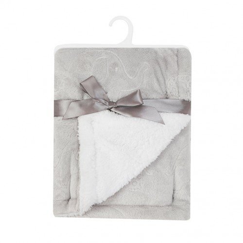 Mother's Choice Paturica pufoasa cu 2 fete pentru bebelusi 91 x 76 cm alb si gri