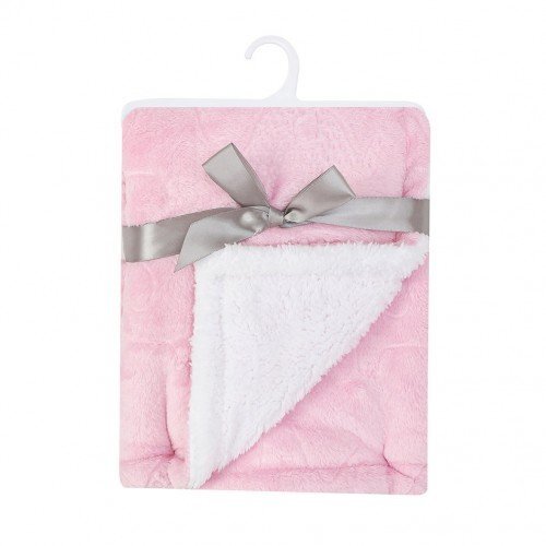 Mother's Choice Paturica pufoasa cu 2 fete pentru bebelusi 91 x 76 cm - alb si roz