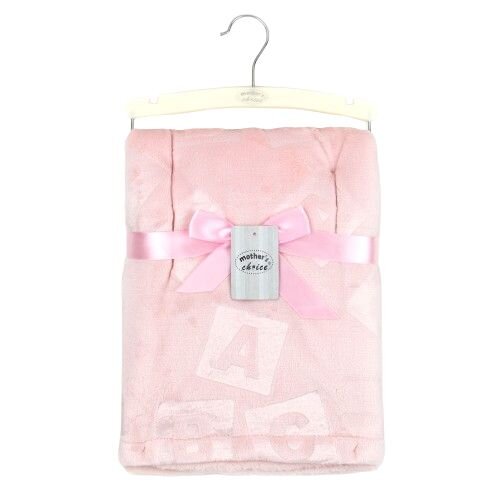 Mother's Choice Paturica pufoasa Mothers Choice pentru bebelusi model litere roz