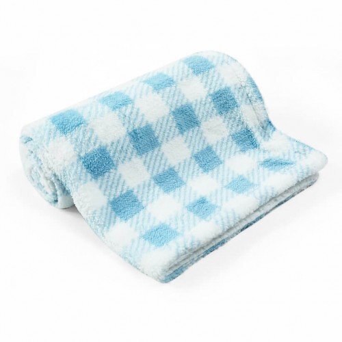 Mother's Choice Paturica pufoasa pentru bebelusi 76 x 102 cm model carouri bleu