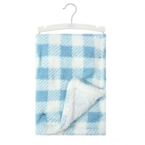 Mother's Choice Paturica pufoasa pentru bebelusi 76 x 102 cm model carouri bleu