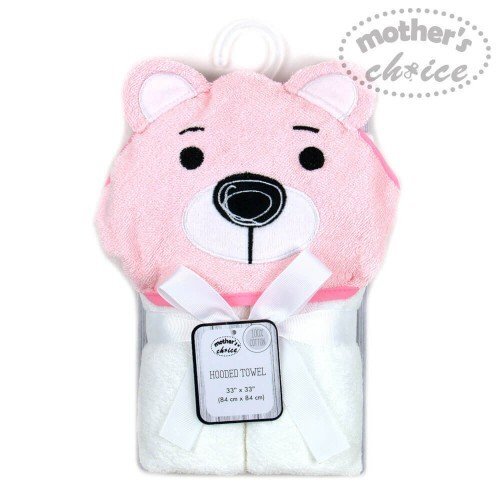 Mother's Choice Prosop bebe cu gluga din bumbac ursulet roz