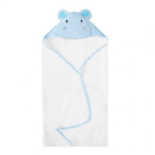 Mother's Choice Prosop cu gluga din bumbac pentru bebelusi Hipopotam Bleu 84x84cm