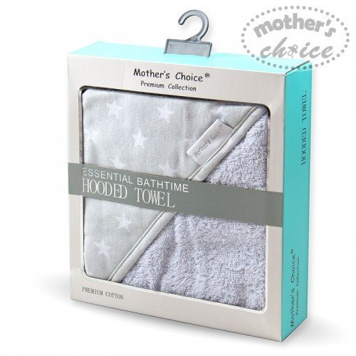 Mother's Choice Prosop gros cu gluga din bumbac pentru bebelusi gri cu stelute