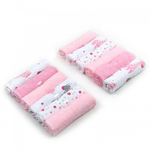 Mother's Choice Set 12 mini prosopele pentru bebelusi alb si roz